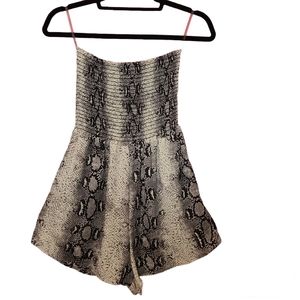 Strapless Romper, S, Snake Print